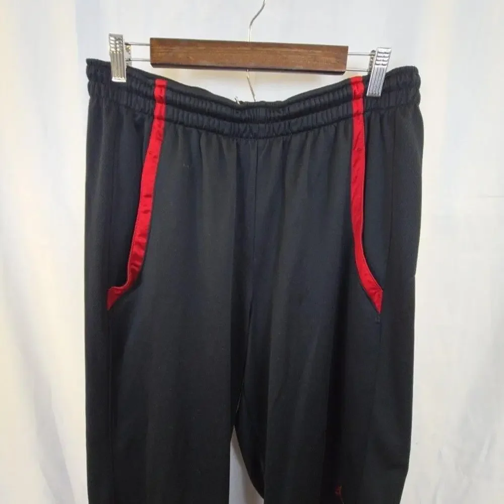 Jordan Track Pants Mens XL Black Red Jogger Drawstring Waist Athletic Cuffed